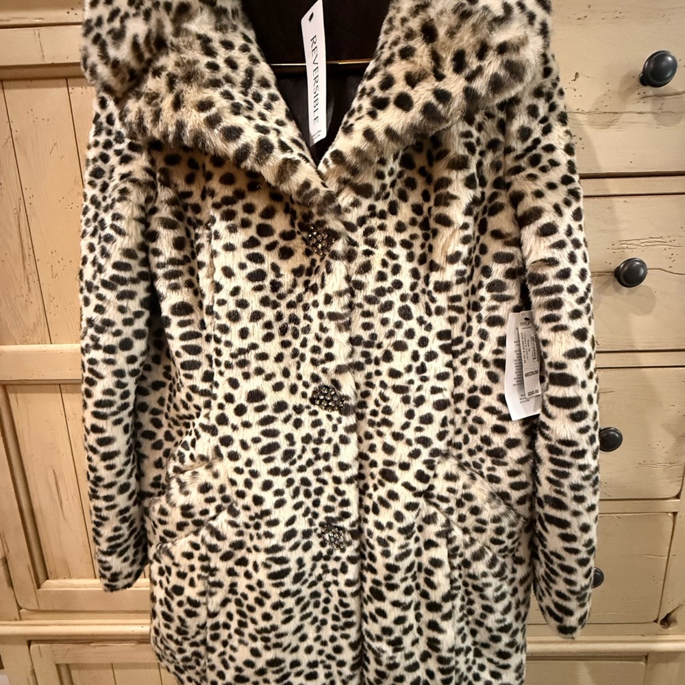 East 5th Animal Print Teddy Fur Jacket. New with tags.